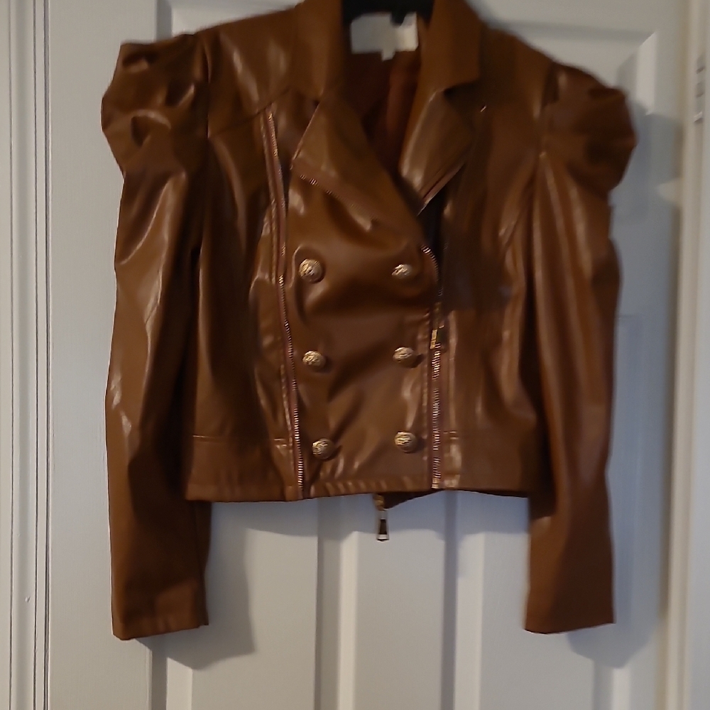 Brown Double-Breasted Women's Jacket - Picture 2 of 6